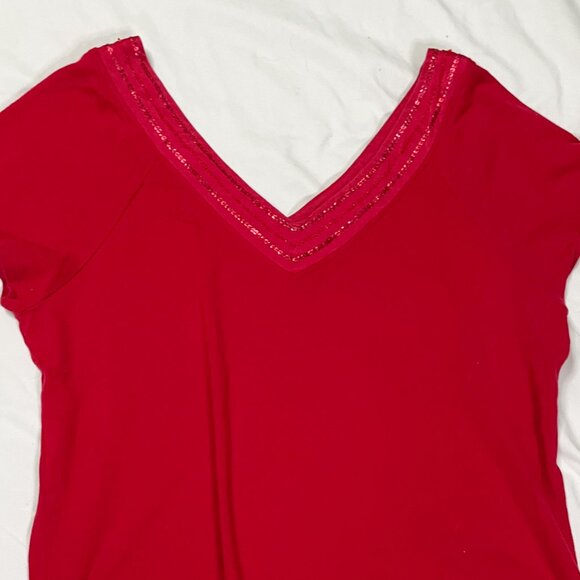 Y2K Plus Size Red Short Sleeve Blouse - Picture 3 of 4